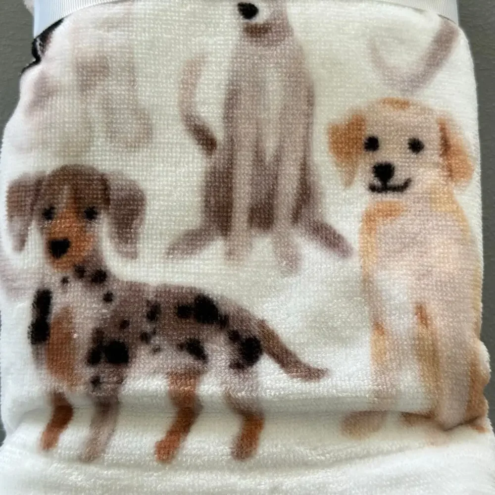 Caro Home 2-Pack Dog Print Hand Towels 100% Cotton Golden Retriever Dachshund